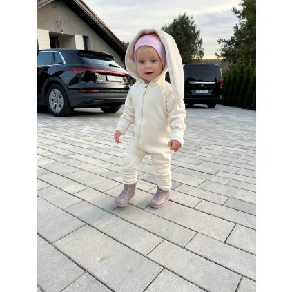 Dětský zateplený overal králíček 18-36m. Světle béžový