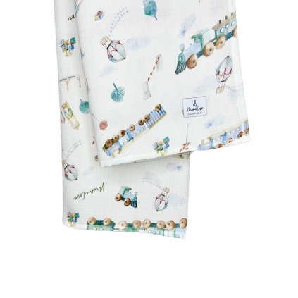 Mušelínová plenka 100x100 cm Vláčky