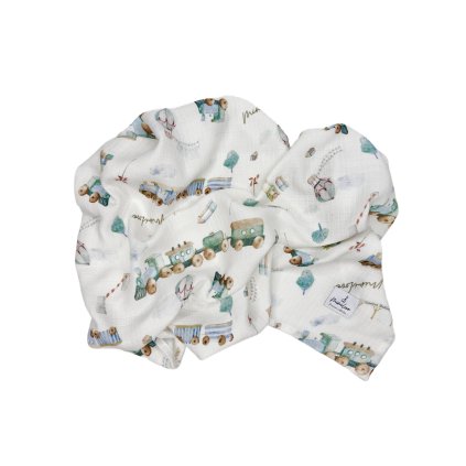 Mušelínová plenka 75x75 cm Vláčky