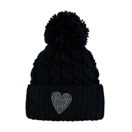Zimní čepice SRDÍČKO TŘPYTKY vel. 2-10 let Černá