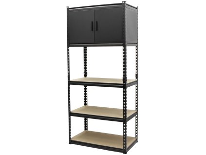 Policový regál MASTER, 3 police + skříňka, 815 x 465 x 1825 mm