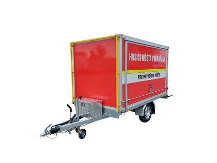 Brzděný skříňový protipovodňový speciál pro hasiče AHS 1300 kg 2650x1450x1500mm