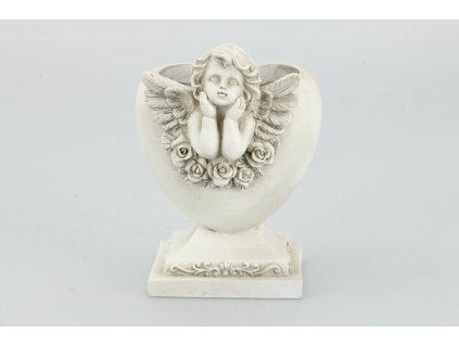 3433 cementovy anjel kvetinac pr 8cm v 26cm