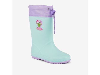 Detské gumové čižmy COQUI RAINY COLLAR FUR Lt. mint/Lt. lila hero