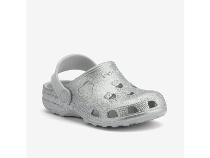 Detské clogsy COQUI LITTLE FROG Khaki grey glitter
