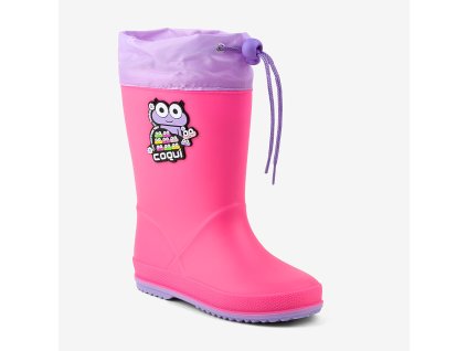 Detské gumové čižmy COQUI RAINY COLLAR FROG Lt. fuchsia/Lt. lila