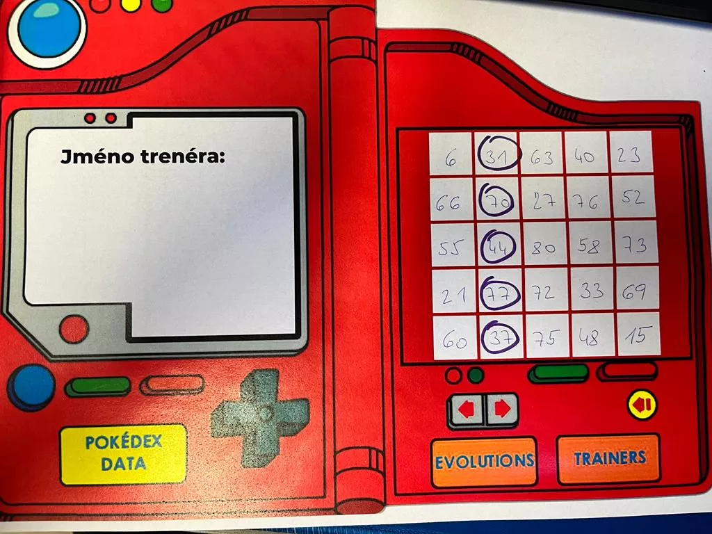Pokémon bingo příklad