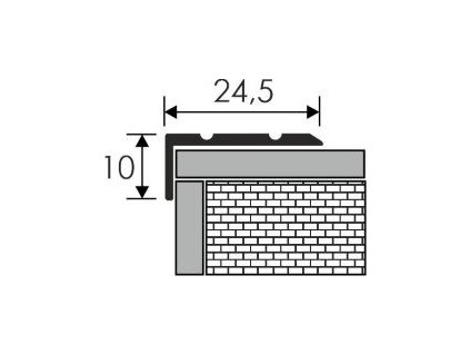 45208 - Pravoúhlý schodový profil – samolepicí, hliník - délka 2,7 m