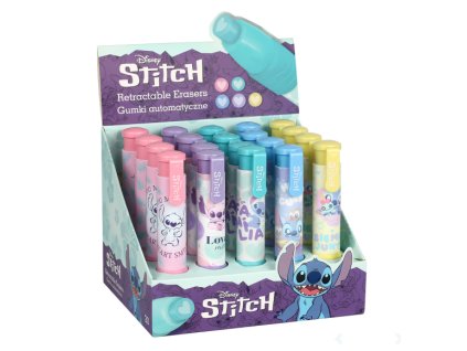 Vysouvací pryž - Stitch, 5 motivů, mix barev