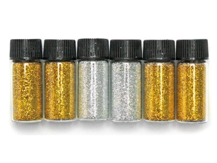 Pentart - třpytky 6 x 3,5 ml, zlato-stříbrný