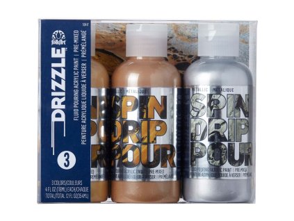 FolkArt Drizzle Premium mad metallic - Sada akrylových barev pro pouring