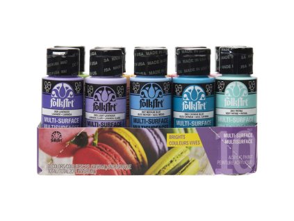 FolkArt Brights Multi-Surface Satin sada akrylových barev 10 ks
