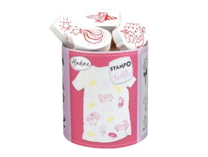 Aladine Stampo Textile - Razítka na textil , 14 ks - Kouzelní jednorožci