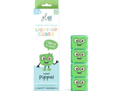 Glo Pals - svítící senzorické kostky do vody-zelená - Pippa 4ks