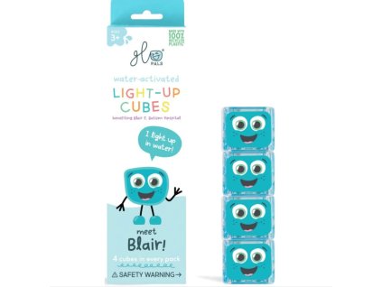 Glo Pals - svítící senzorické kostky do vody-modrá- Blair 4 ks