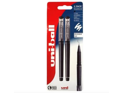 UNI gumovatelné pero s víčkem, černé, 2ks