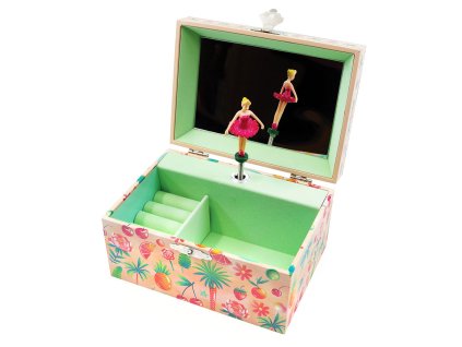 Hudební šperkovnice s držákem na prsteny a širokým zrcadlem Léto