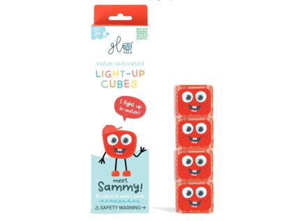 Glo Pals - svítící senzorické kostky do vody-červená - Sammy- 4 ks