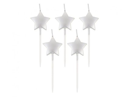 Godan - Svíčky s hvězdou stříbrné 5 ks
