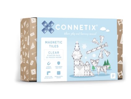 Connetix - Magnetická stavebnice - průhledné tvary 34 dílků - Starter pack