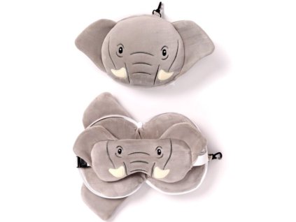 Relaxeazzz - Cestovní polštář a maska na oči - Slon
