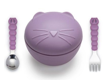 Melii Silikonová miska s příborem Cat