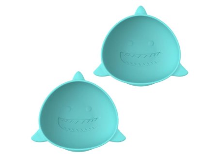 Melii Silikonová miska s přísavkou 300 ml 2ks - žralok
