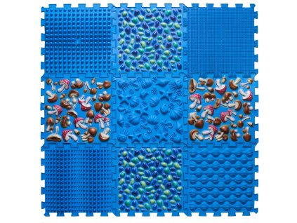 Masážní ortopedická podložka Ortek "Puzzle Mix" 9 modulů Modrá