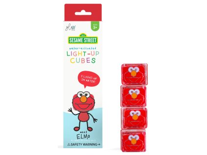 Glo Pals - svítící senzorické kostky do vody - červená - Elmo - 4 ks