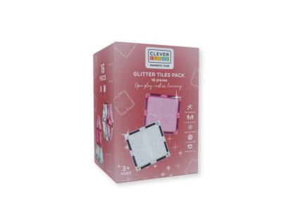 Cleverclixx - Magnetické třpytivé díly průhledné a růžové 16 dílů