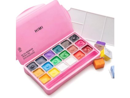 HIMI kvašové barvy - Jelly Cup Gouache Set - 18 Colours - Pink Edition
