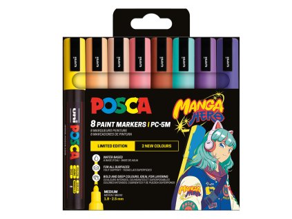 4319 2 posca sada popisovacu pc 5m manga hero limitovana edice 1 8 2 5 mm mix barev 8 ks