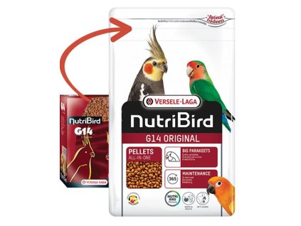 VL Orlux NutriBird G14 Original- extrudy pre stredne veľké papagáje s tuzemským ovocím na denné kŕmenie 1 kg