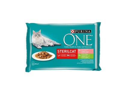Nestle PURINA ONE cat Multipack Sterilcat mini filetky s morkou a zelenými fazuľkami / s lososom a mrkvou v šťave 4x85g