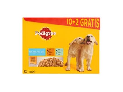 Mars PEDIGREE kapsička dog JUNIOR kuracie & jahňacie &  hydinové &  hovädzie s ryžou v želé 12 x 100 g