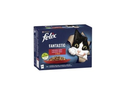 Nestlé FELIX Fantastic cat Multipack hovädzie, hydina, zelená fazulka & jahňa, kura, rajčiny & morka, kačka v želé kapsička 12x85 g
