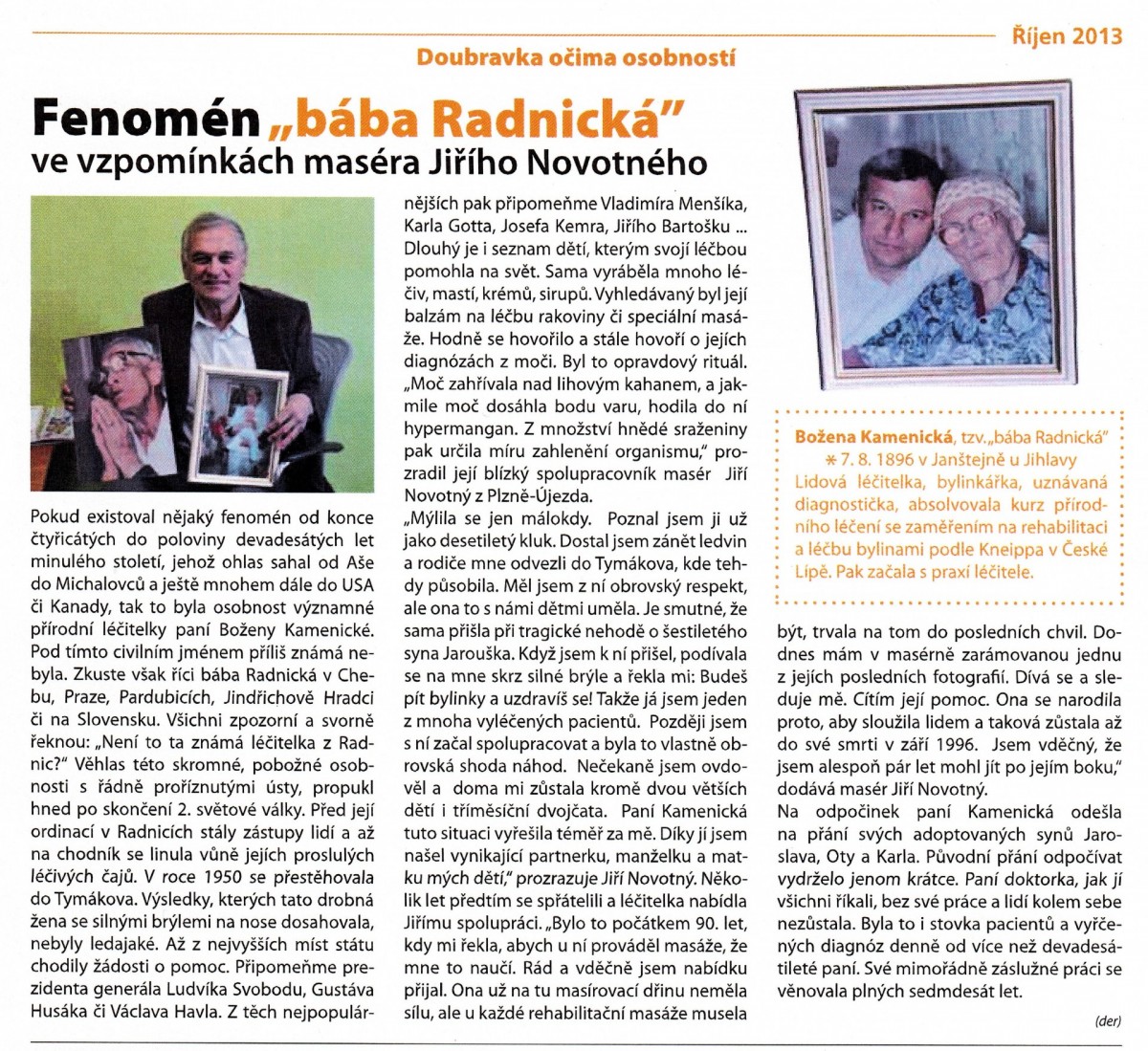 Božena Kamenická v médiích