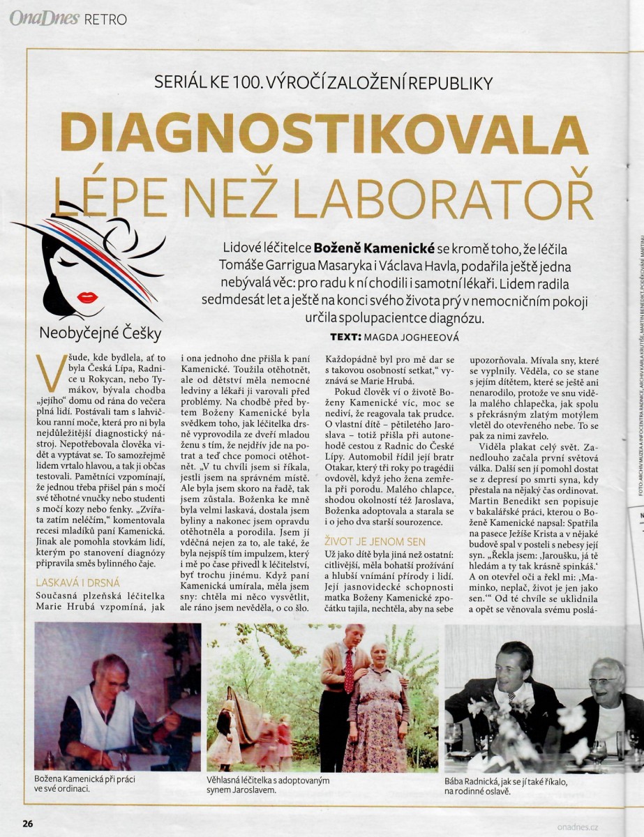 Božena Kamenická v médiích