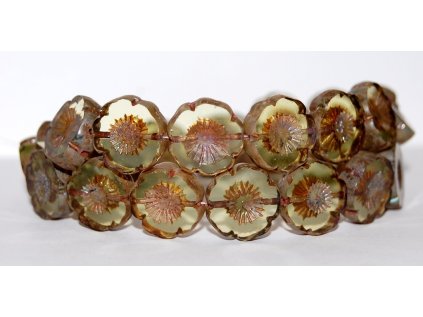 Hawaii flowers 16mm - Table cut beadsIt glows under UV lamp.