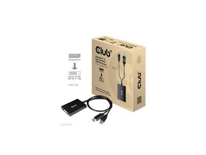 Club3D Aktívny adaptér DisplayPort na Dual Link DVI-D, napájanie USB, 60 cm, HDCP ON