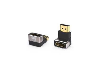 PREMIUMCORD Adaptér spojka 8K HDMI A - HDMI A, F/M, zahnutá do pravého úhlu 90°