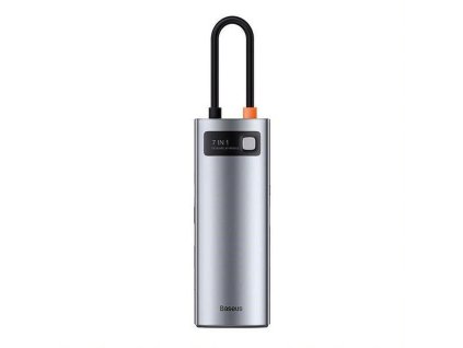 Baseus dokovacia stanica 7v1 USB-C (USB-C PD 100W, USB-C, 2x USB 3.0, HDMI, SD/TF port) sivá