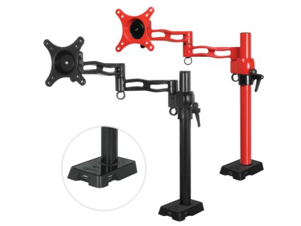 ARCTIC Z1 red - single monitor arm with USB Hub in