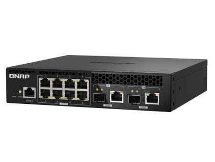 QNAP riadený switch QSW-M2108R-2C (8x 2,5GbE RJ45 a 2x kombo 10GbE SFP+/RJ-45, malá šírka)