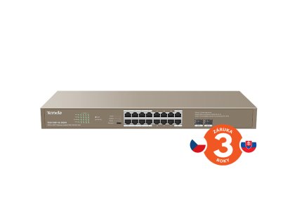 Tenda TEG1118P-16-250W PoE AT Gigabit switch 16x 1Gb/s PoE 802.3af/at + 2x SFP 1Gb/s, PoE+ 230W, Rack