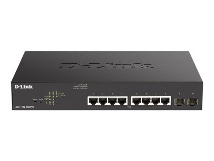 D-Link DGS-1100-10MPV2, 8x 1000Base-T 802.3af/802.3at PoE, 2x SFP, 130W PoE budget