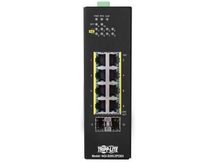 Tripplite Prepínač 8x zdroj Lite Manag. Eth. Switch,10/100/1000Mb/s,2GbE SFP,PoE+ 30W,-10°+60°C,DIN