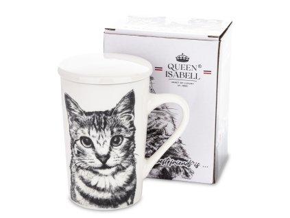Hrnek s obrázkem mourovaté kočky a sítkem 400 ml 174130