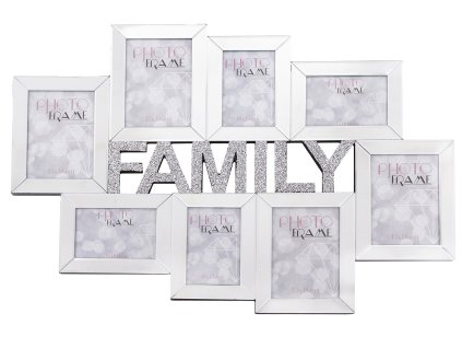 Skleněný fotorám s nápisem Family na 8 fotek 13x15 cm,10x15 cm 171822
