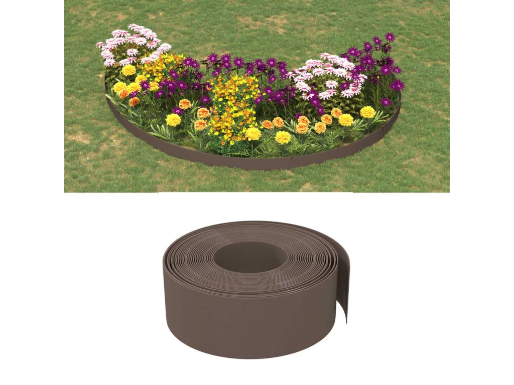 Travní lemy 4 ks hnědé 10 m 15 cm polyethylen